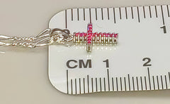 Ruby CZ Solid 925 Cross on a Figaro Cahin (4783578153054)