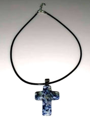 Sodalite Gemstone Cross Necklace 1.6 inch Cross Free Shipping (4377208750174)