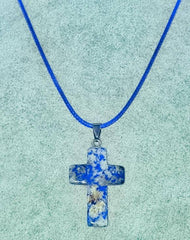 Sodalite Gemstone Cross Necklace 1.6 inch Cross Free Shipping (4377208750174)