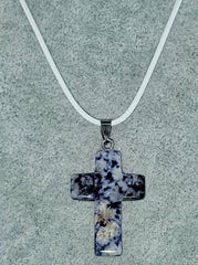Sodalite Gemstone Cross Necklace 1.6 inch Cross Free Shipping (4377208750174)