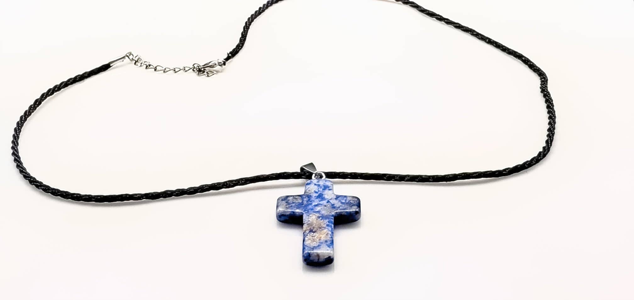 Sodalite Gemstone Cross Necklace (6082985001152)