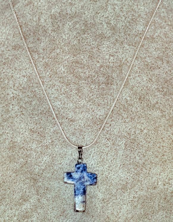 Sodalite Gemstone Cross Necklace (6082985001152)