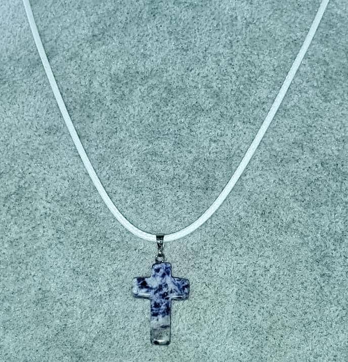 Sodalite Gemstone Cross Necklace (6082985001152)