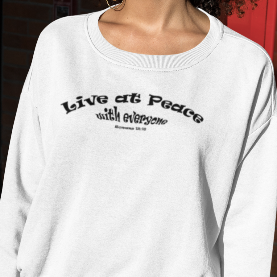 Heavy Blend™ Crewneck Sweatshirt "Live at Peace" in 5 Colors and 8 Sizes (4422242402398)