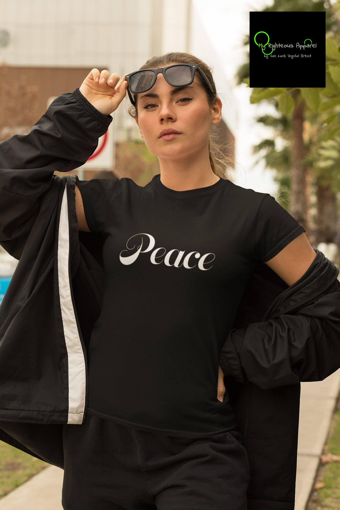 Bella & Canvas Short Sleeve Tee "Peace" white font (4767531728990)