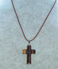 Tigers Eye Gemstone Cross Necklace 1.6 inch Cross Free Shipping (4381817700446)
