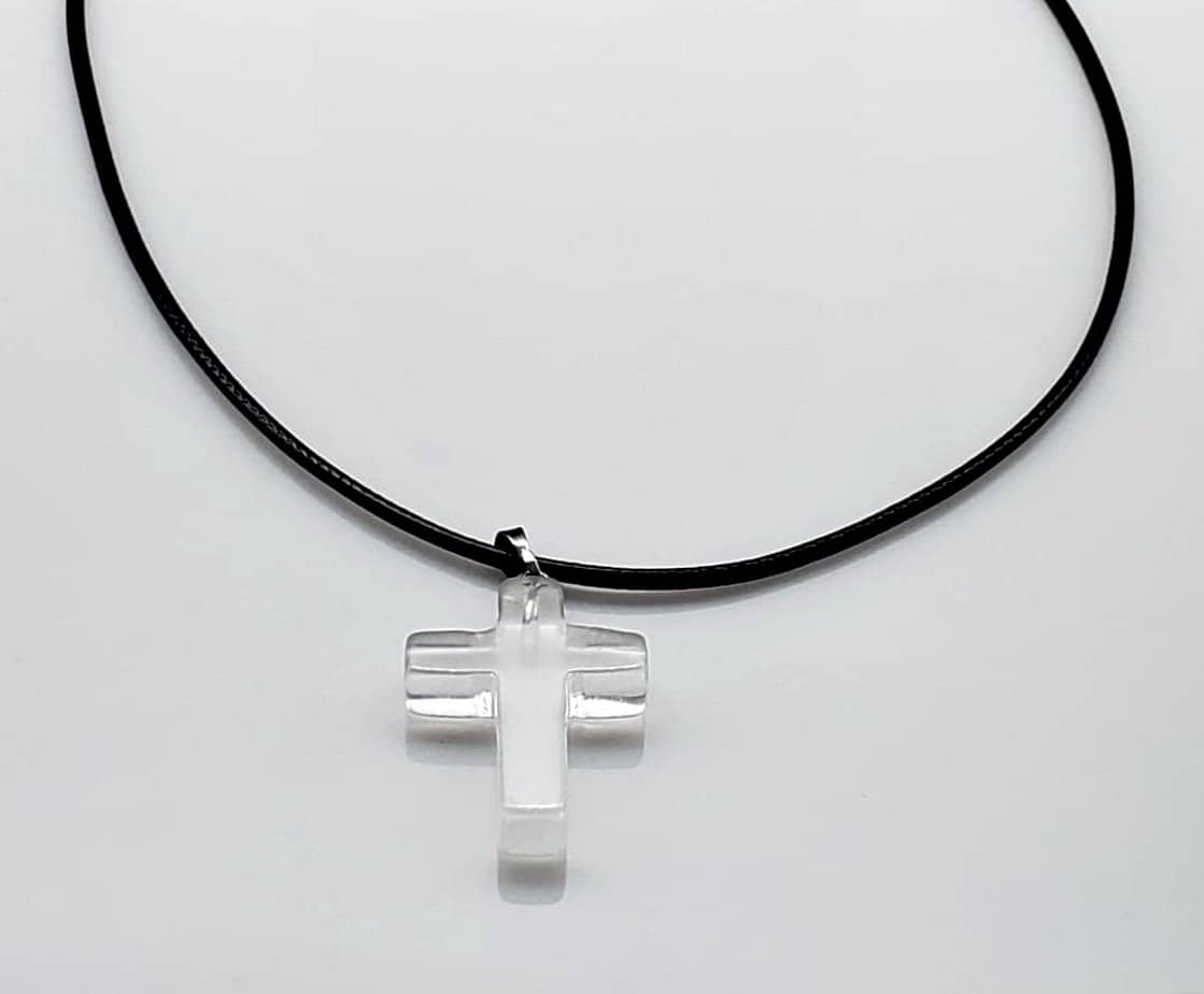 White Quartz Gemstone Cross Rope Chain Necklace Free Shipping from the USA (4647129251934)