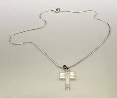 White Quartz Gemstone Cross Rope Chain Necklace Free Shipping from the USA (4647129251934)