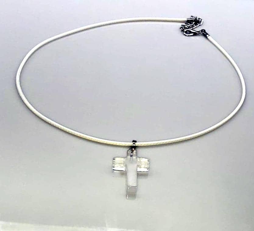 White Quartz Gemstone Cross Rope Chain Necklace Free Shipping from the USA (4647129251934)