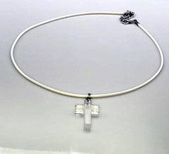 White Quartz Gemstone Cross Rope Chain Necklace Free Shipping from the USA (4647129251934)