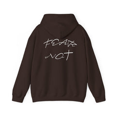 Heavy Blend Hooded Sweatshirt "Fear Not" White graphic Print on Back