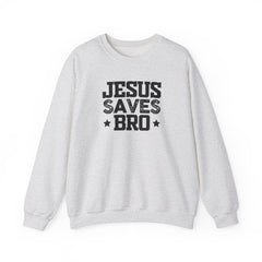 Heavy Blend Crewneck Sweatshirt "Jesus Saves Bro" black graphic