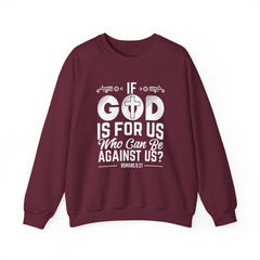 Heavy Blend Crewneck Sweatshirt "If God is For Us" white graphic