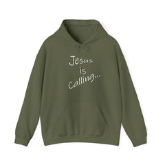 Heavy Blend Hooded Sweatshirt "Jesus is Calling" white font 1