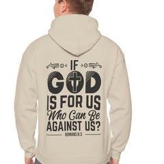 Heavy Blend Hoodie Sweatshirt "If God is For Us" Black Graphic