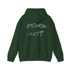 Heavy Blend Hooded Sweatshirt "Fear Not" White graphic Print on Back