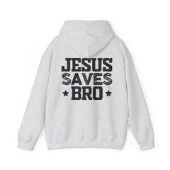 Heavy Blend Hoodie Sweatshirt "Jesus Saves Bro" black graphic
