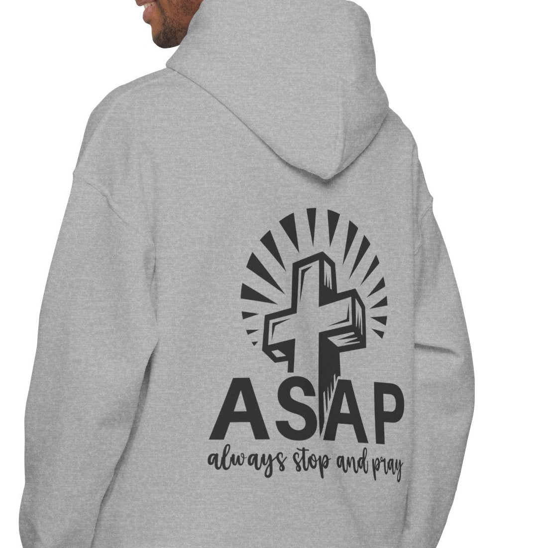 Heavy Blend Hooded Sweatshirt "ASAP" Printed on Back Black font