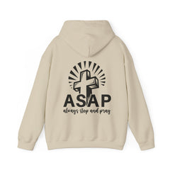 Heavy Blend Hooded Sweatshirt "ASAP" Printed on Back Black font
