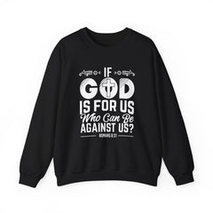 Heavy Blend Crewneck Sweatshirt "If God is For Us" white graphic