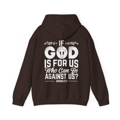 Heavy Blend Hoodie Sweatshirt "If God is For Us" white graphic on back