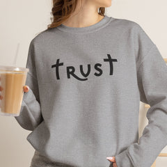 Heavy Blend Crewneck Sweatshirt "Trust" black graphic
