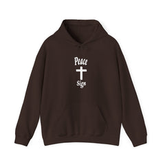 Heavy Blend Hooded Sweatshirt "Peace Sign" white font
