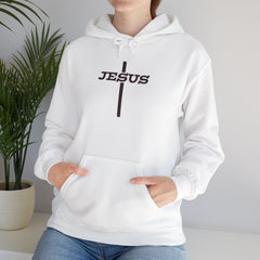 Heavy Blend Hoodie Sweatshirt "Jesus Cross" brown graphic