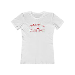 Christmas Cross Next Level Tee for Women, Festive Holiday Tshirt, Christian Merry Xmas Shirt