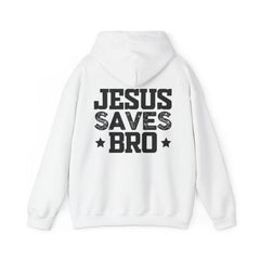 Heavy Blend Hoodie Sweatshirt "Jesus Saves Bro" black graphic