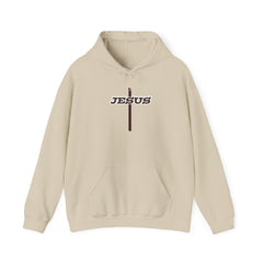 Heavy Blend Hoodie Sweatshirt "Jesus Cross" brown graphic