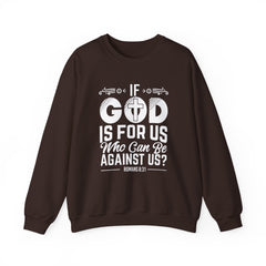 Heavy Blend Crewneck Sweatshirt "If God is For Us" white graphic