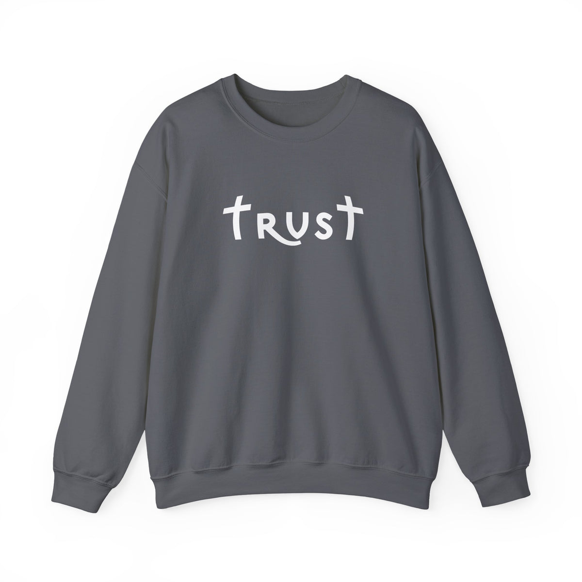 Heavy Blend Crewneck Sweatshirt "Trust"  white graphic