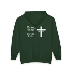 Heavy Blend™ Full Zip Hoodie Sweatshirt "Never Early Never Late"