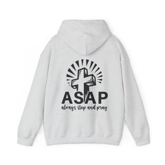 Heavy Blend Hooded Sweatshirt "ASAP" Printed on Back Black font