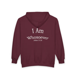 Christian Zip Hoodie — "I Am Whosoever" John 3:16 Full-Zip Sweatshirt