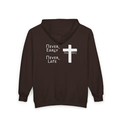 Heavy Blend™ Full Zip Hoodie Sweatshirt "Never Early Never Late"