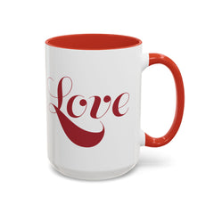 Love Script Mug | Accent Coffee Mug, Red Interior & Handle