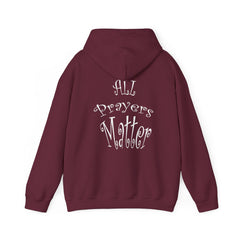 Heavy Blend Hooded Sweatshirt "All Prayers Matter" curly white font
