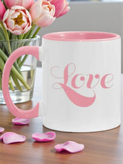 Accent Coffee Mug Pink "Love" 11oz