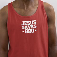 Bella & Canvas Jersey Tank "Jesus Saves Bro" white graphic