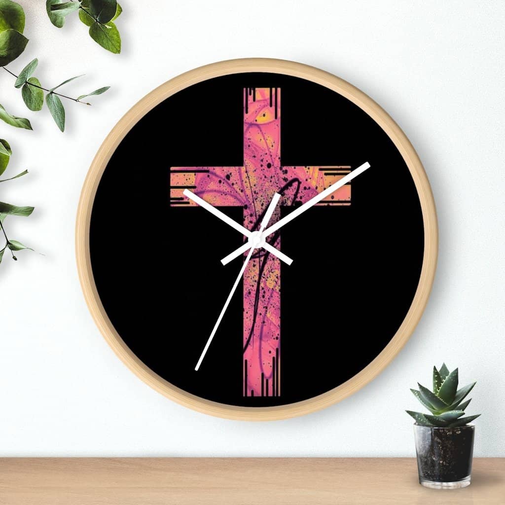 Wall Clock Pink Cross (3083275108452)