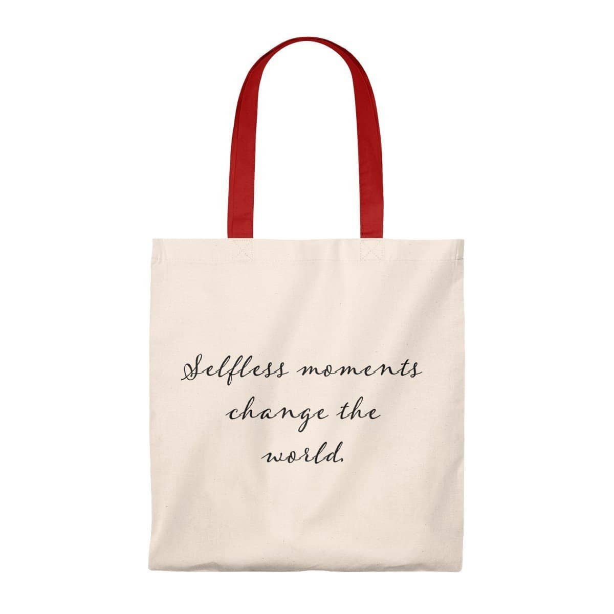 Tote Bag - Vintage- Selfless Moments Change the World Natural/Red / Small Bags (3157075296356)