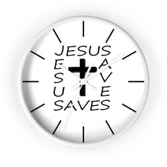 Wall Clock "Jesus Saves" in Black or White Frame (3350461382756)
