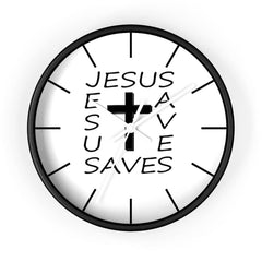 Wall Clock "Jesus Saves" in Black or White Frame (3350461382756)