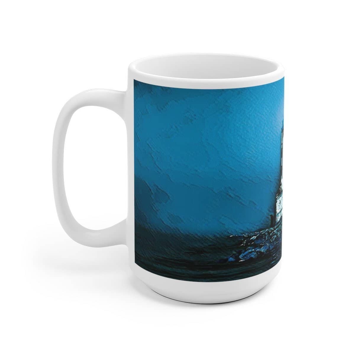 White Ceramic Mug Angels Gate Lighthouse 110z or 15oz Mug (3080965685348)