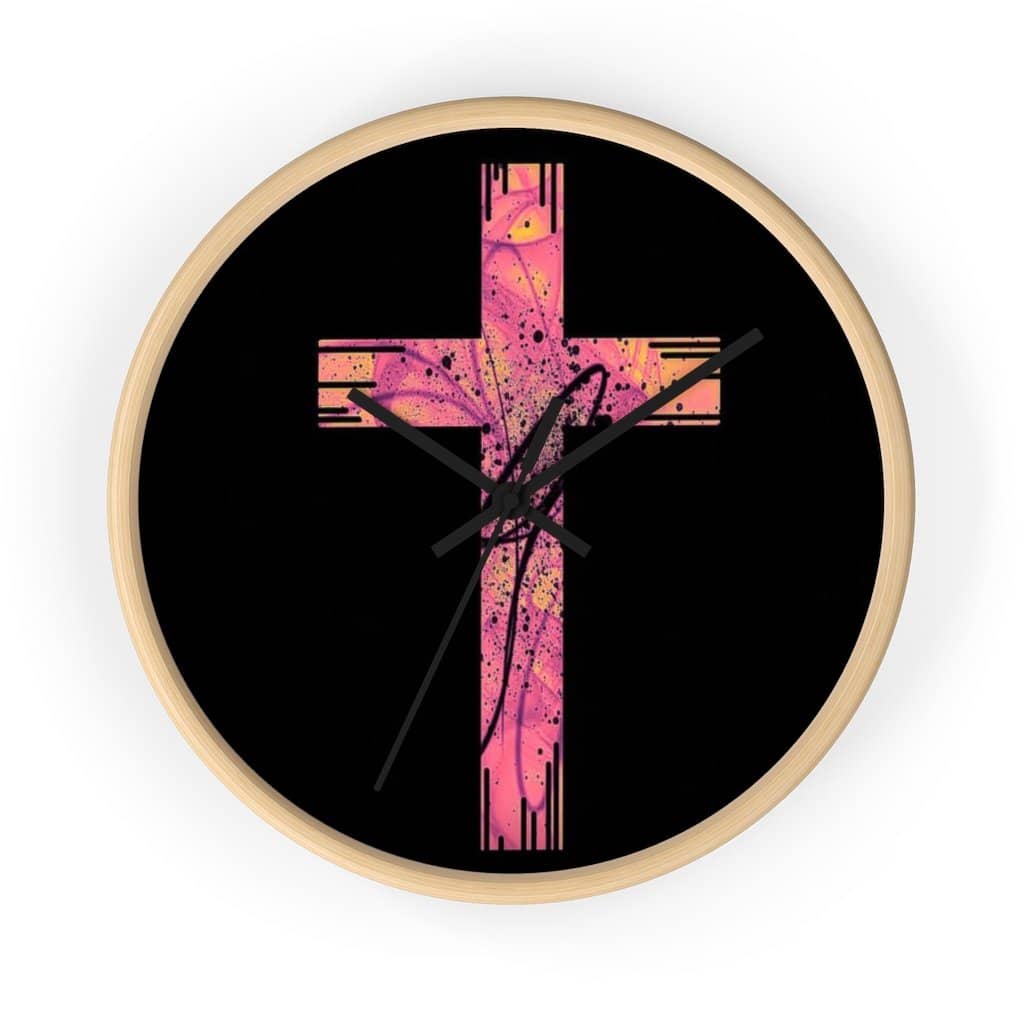 Wall Clock Pink Cross (3083275108452)