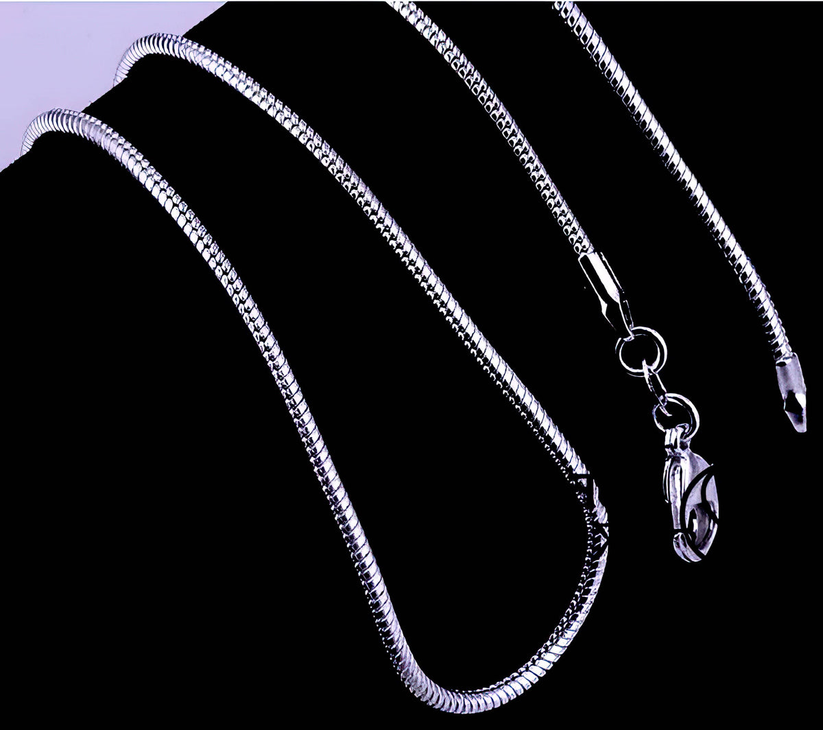 925 Tagged Sterling Silver Plated Snake Chain Necklace 2MM 16-24 inch (4730160382046)