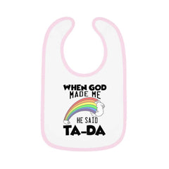 Contrast Trim Jersey Baby Bib "Ta-Da"