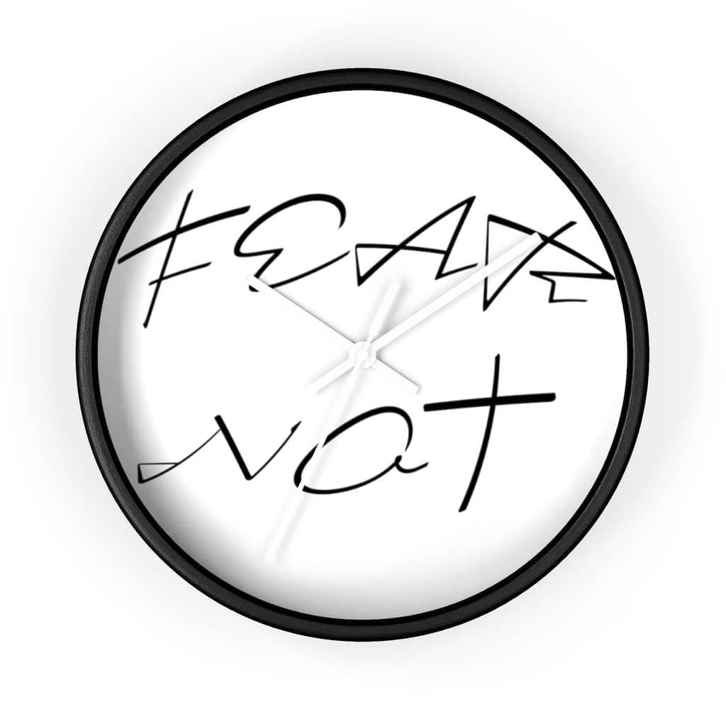 Wall clock "Fear Not" in 2 Frame Colors and 2 Hand Colors (4394316628062)